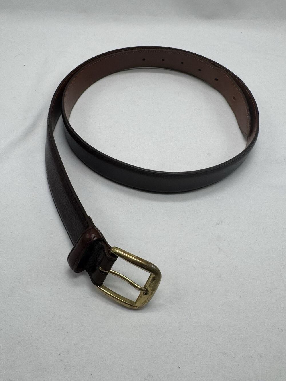 Cole Haan Men’s Leather Size 42 Belt Brown (A0601) Brass Buckle 47” Long